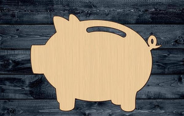 Piggy Bank Wood Cutout Shape Silhouette Blank Unpainted Sign 1/4 inch thick