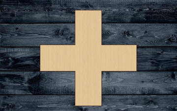 Plus Math Cross Wood Cutout Contour Silhouette Blank Unpainted Sign 1/4 inch thick