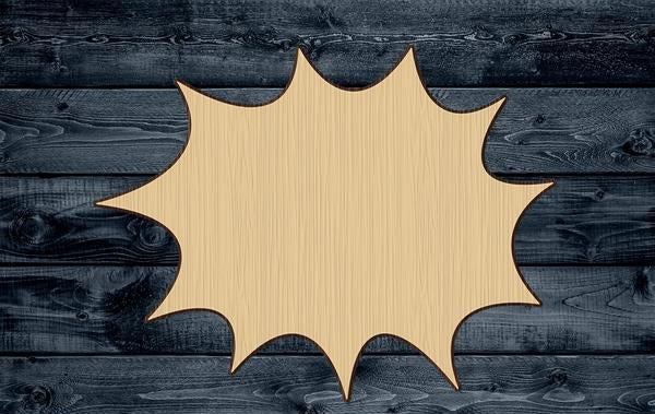 Pow Speech Bubble Wood Cutout Shape Silhouette Blank Unpainted Sign 1/4 inch thick