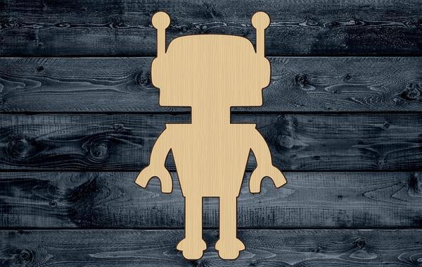 Robot Cyborg Wood Cutout Shape Silhouette Blank Unpainted Sign 1/4 inch thick