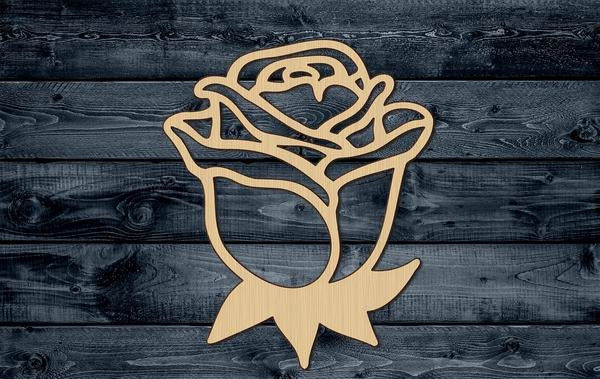 Rose Bud Flower Garden Wood Cutout Shape Silhouette Blank Unpainted Sign 1/4 inch thick