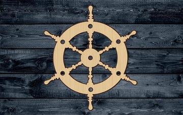 Ship Wheel Shape Silhouette Blank Unpainted Wood Cutout Sign 1/4 inch thick