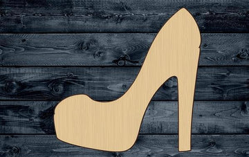 Shoe High Heel Women Wood Cutout Shape Silhouette Blank Unpainted Sign 1/4 inch thick