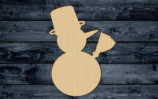 Snowman Broom Wood Cutout Shape Silhouette Blank Unpainted Sign 1/4 inch thick