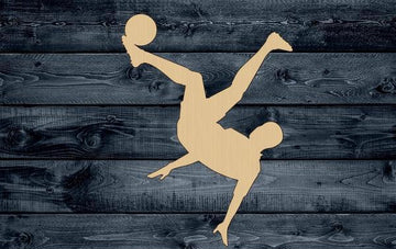 Soccer Player Ball Wood Cutout Shape Silhouette Blank Unpainted Sign 1/4 inch thick
