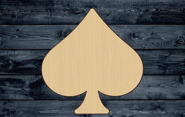 Spade Poker Cards Casino Wood Cutout Contour Silhouette Blank Unpainted Sign 1/4 inch thick