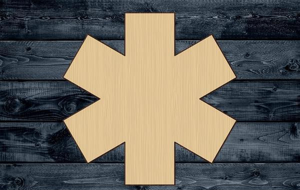 Star of Life Cross Wood Cutout Shape Silhouette Blank Unpainted Sign 1/4 inch thick