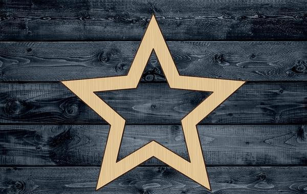 Star Outline Wood Cutout Unpainted Unfinished Shape Sign 1/4 inch thick