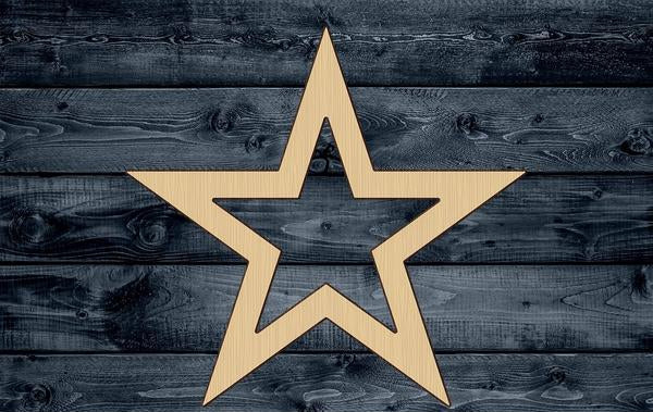 Star Outline Wood Cutout Unpainted Unfinished Shape Sign 1/4 inch thick