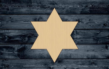 Star Six Corners Wood Cutout Silhouette Blank Unpainted Sign 1/4 inch thick