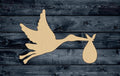 Stork Baby Bundle Wood Cutout Shape Silhouette Blank Unpainted Sign 1/4 inch thick