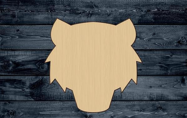 Tiger Head Wood Cutout Shape Silhouette Blank Unpainted Sign 1/4 inch thick