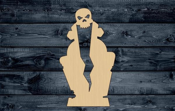 Tombstone Halloween Skull Wood Cutout Shape Silhouette Blank Unpainted Sign 1/4 inch thick