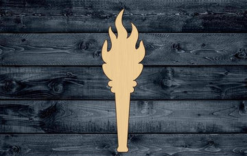 Torch Flame Wood Cutout Shape Silhouette Blank Unpainted Sign 1/4 inch thick