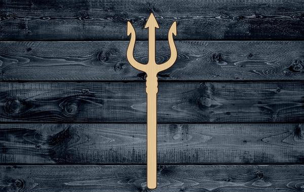 Trident Fork Neptune Wood Cutout Shape Silhouette Blank Unpainted Sign 1/4 inch thick
