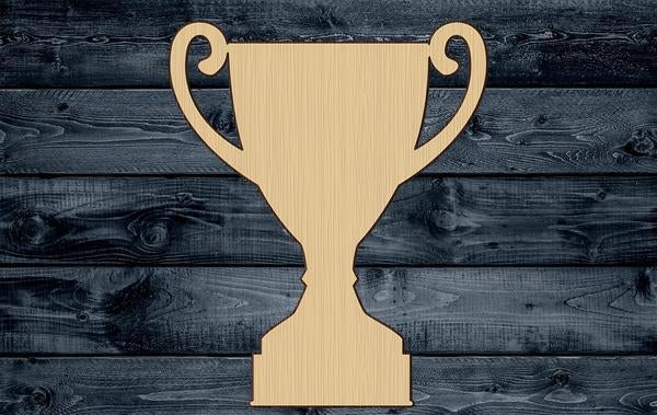 Trophy Prize Cup Shape Silhouette Blank Unpainted Wood Cutout Sign 1/4 inch thick