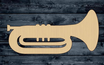 Trumpet Music Instrument Wood Cutout Shape Silhouette Blank Unpainted Sign 1/4 inch thick