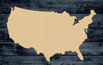 USA Map America Wood Cutout Shape Silhouette Blank Unpainted Sign 1/4 inch thick