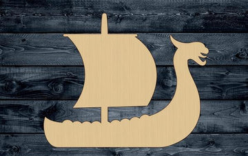 Viking Ship Vessel Wood Cutout Shape Silhouette Blank Unpainted Sign 1/4 inch thick