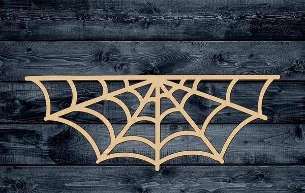 Web Spider Half Halloween Wood Cutout Unpainted Sign 1/4 inch thick