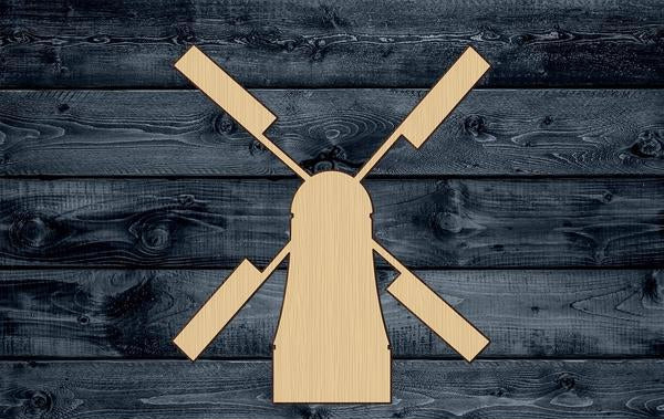 Windmill Mill Wood Cutout Shape Silhouette Blank Unpainted Sign 1/4 inch thick