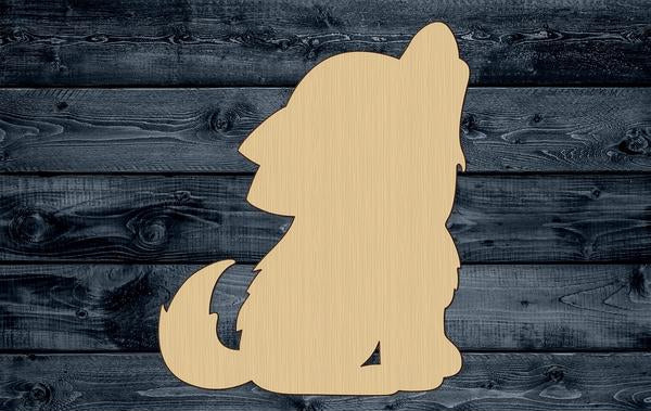 Wolf Baby Howl Wood Cutout Shape Silhouette Blank Unpainted Sign 1/4 inch thick