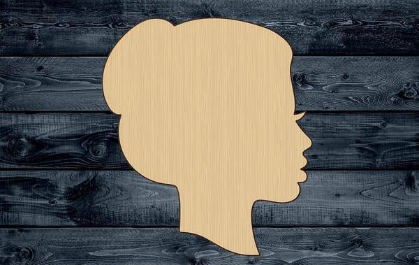 Woman Head Hair Bun Wood Cutout Silhouette Blank Unpainted Sign 1/4 inch thick