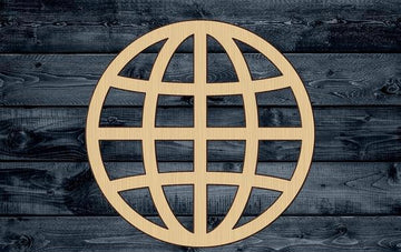 World Earth Globe Logo Wood Cutout Unpainted Unfinished Shape Sign 1/4 inch thick