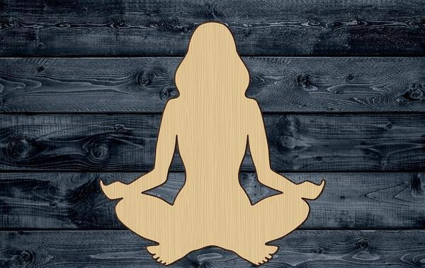 Yoga Woman Girl Wood Cutout Shape Silhouette Blank Unpainted Sign 1/4 inch thick